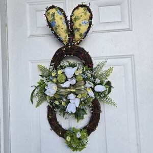 Handmade Yellow and Green Easter Bunny Wreath